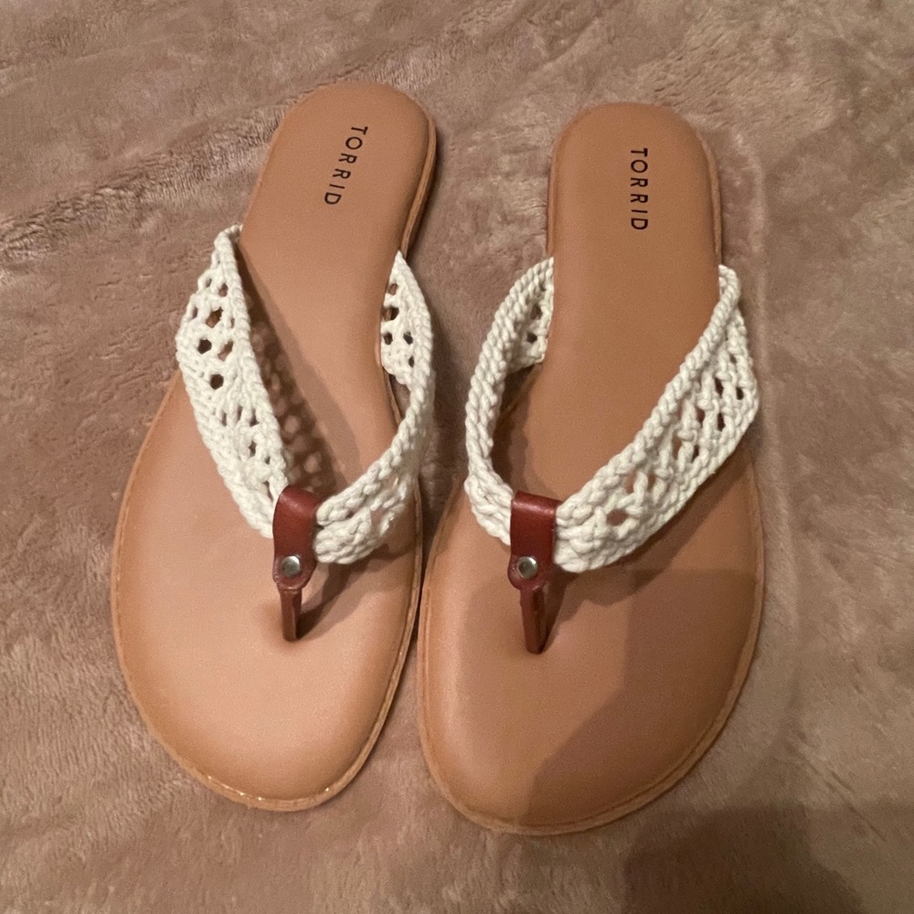 Torrid Crochet Flip Flops (wide)